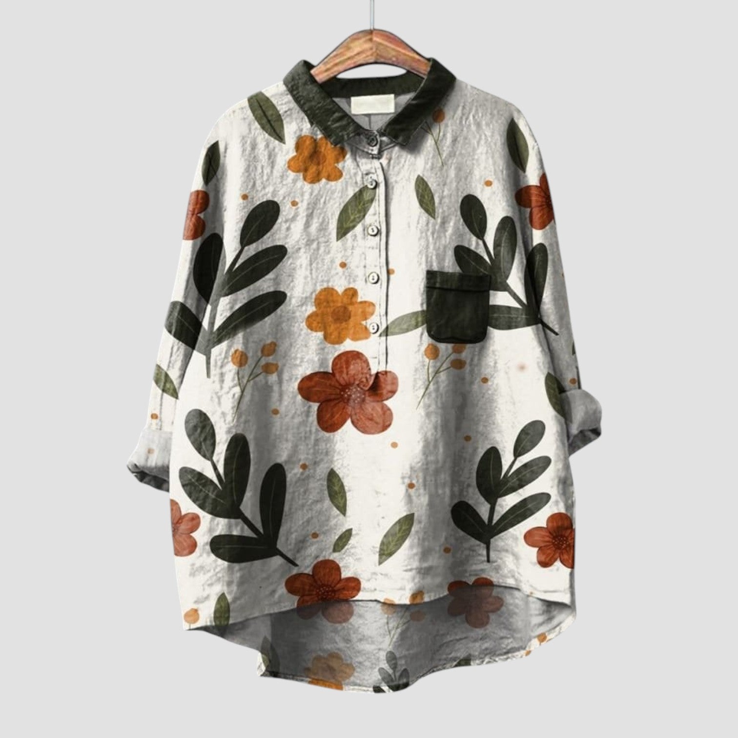 CLARISSA | Oversized bloemenblouse in een natuurlijke en authentieke stijl