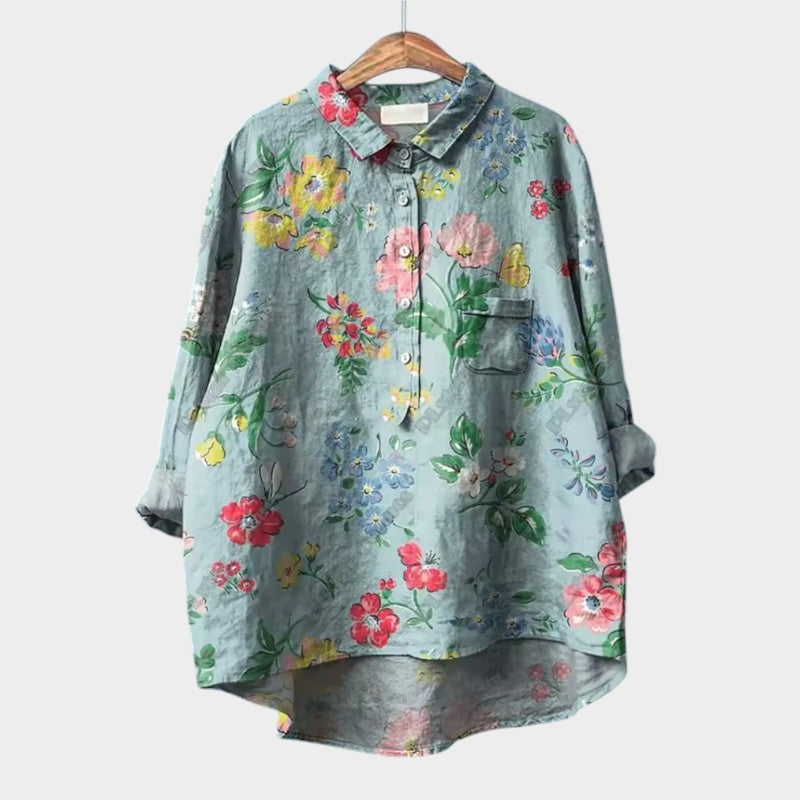 FRANCESCA | Oversized Bloemenblouse met Stralende Kleuren en Elegantie Comfort voor Elke Dag