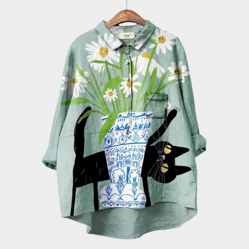 ELISABETTA | Oversized Bloemenblouse met Omhullend Comfort voor Zorgeloze Dagen