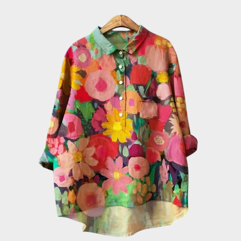 ELISABETTA | Oversized Bloemenblouse met Omhullend Comfort voor Zorgeloze Dagen