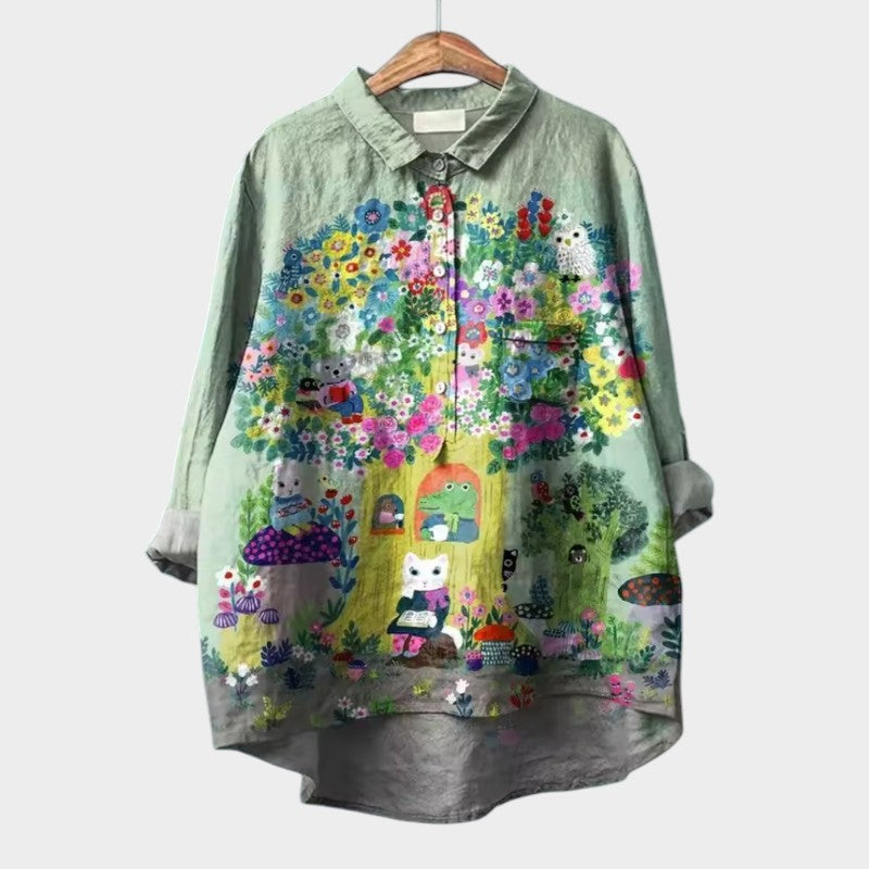 ELISABETTA | Oversized Bloemenblouse met Omhullend Comfort voor Zorgeloze Dagen