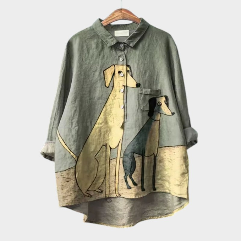 PALMIRA |Oversized Blouse met Hondenprint en Dagelijks Comfort voor een Zorgeloze Look