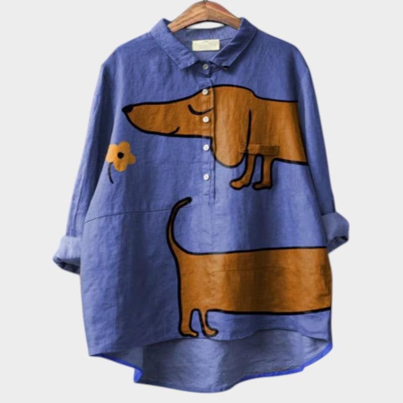 PALMIRA |Oversized Blouse met Hondenprint en Dagelijks Comfort voor een Zorgeloze Look