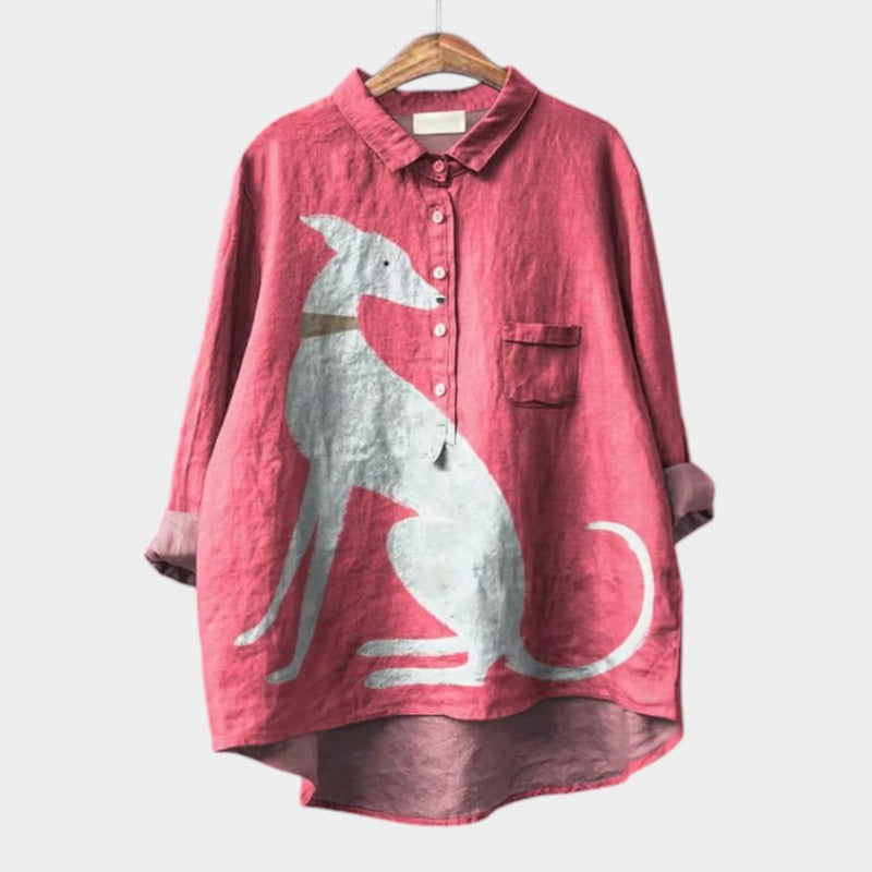PALMIRA |Oversized Blouse met Hondenprint en Dagelijks Comfort voor een Zorgeloze Look